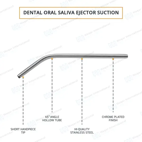 Saliva Ejector Suction 6mm Short Handpiece Tip 45 Degree Angled - surgical instruments manufactured by Waqar International, Sialkot - view 4