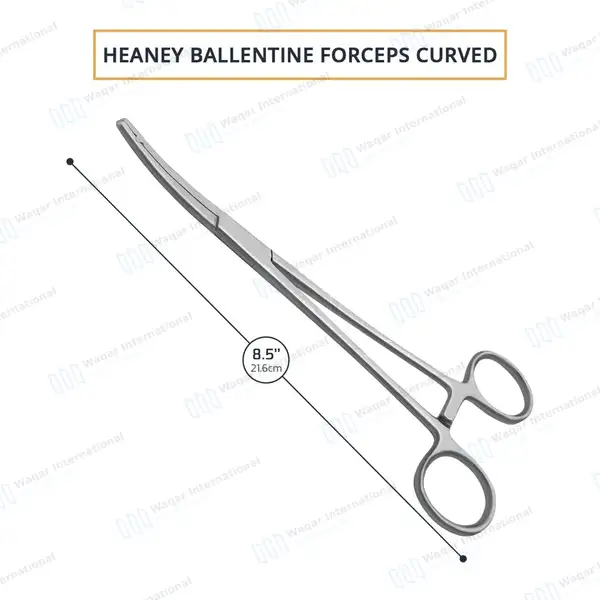 Heaney-Ballentine Hysterectomy Forcep 8.5″ Curved Longitudinal Serrated Single Tooth - surgical instruments manufactured by Waqar International, Sialkot - view 3