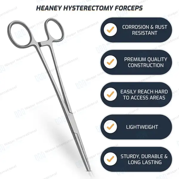 Heaney Hysterectomy Forceps 8.25″ Single Tooth Straight Jaws - surgical instruments manufactured by Waqar International, Sialkot - view 8
