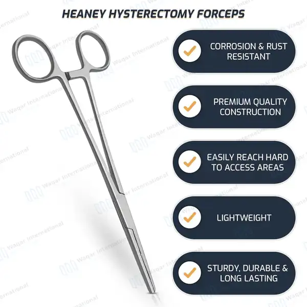 Heaney Hysterectomy Forceps 8.25″ Double Tooth Straight Jaws - surgical instruments manufactured by Waqar International, Sialkot - view 8