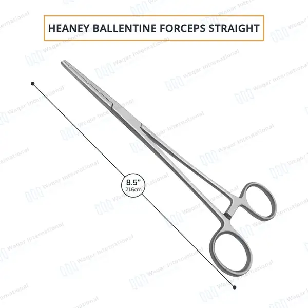 Heaney-Ballentine Hysterectomy Forcep 8.5″ Straight Longitudinal Serrated Double Tooth - surgical instruments manufactured by Waqar International, Sialkot - view 3