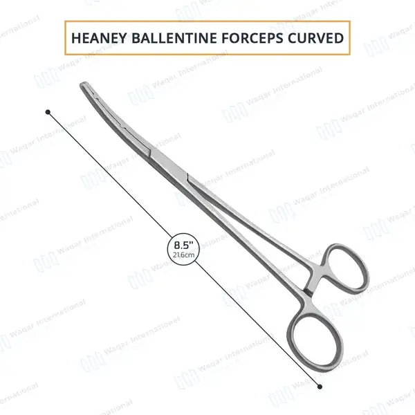 Heaney-Ballentine Hysterectomy Forcep 8.5″ Curved Longitudinal Serrated Double Tooth - surgical instruments manufactured by Waqar International, Sialkot - view 3