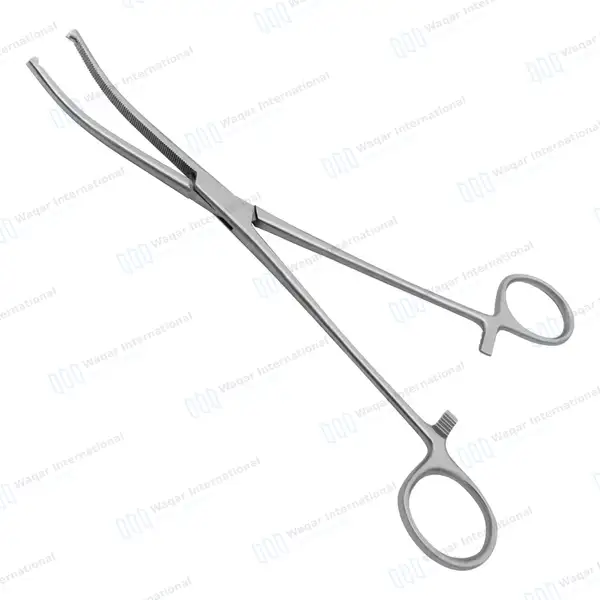 Rochester-Ochsner Forceps 7.25″ Curved 1×2 Teeth Serrated Jaws - surgical instruments manufactured by Waqar International, Sialkot - view 5