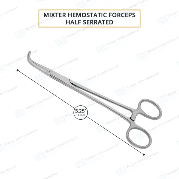 Baby Mixter Forceps 5.25″ (13cm) Curved Serrated Jaws - surgical instruments manufactured by Waqar International, Sialkot - view 3