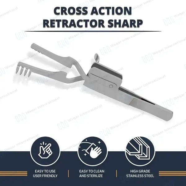Automatic Skin Retractor 4″ Sharp 4×4 Prongs - surgical instruments manufactured by Waqar International, Sialkot - view 8