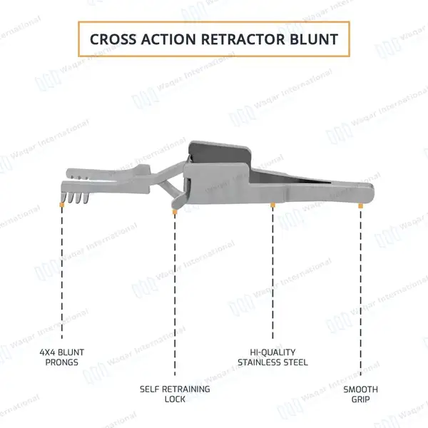 Automatic Skin Retractor 4″ Blunt 4×4 Prongs - surgical instruments manufactured by Waqar International, Sialkot - view 4