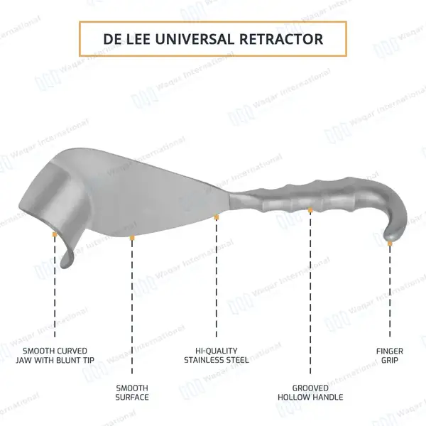 DeLee Universal Retractor 9.5″ Blade 2.75″ x 2″ Hollow Grip Handle - surgical instruments manufactured by Waqar International, Sialkot - view 4