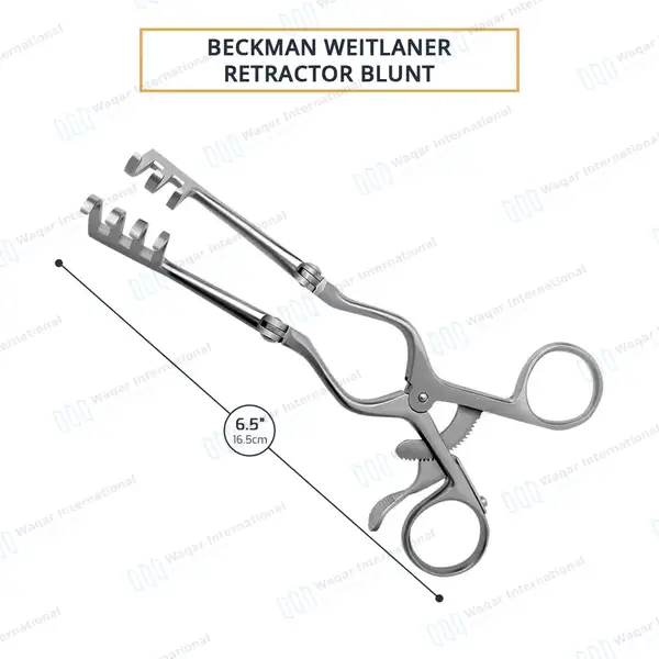 Beckman Weitlaner Retractor 6.5″ 3×4 Blunt Prong Hinged Blade - surgical instruments manufactured by Waqar International, Sialkot - view 3