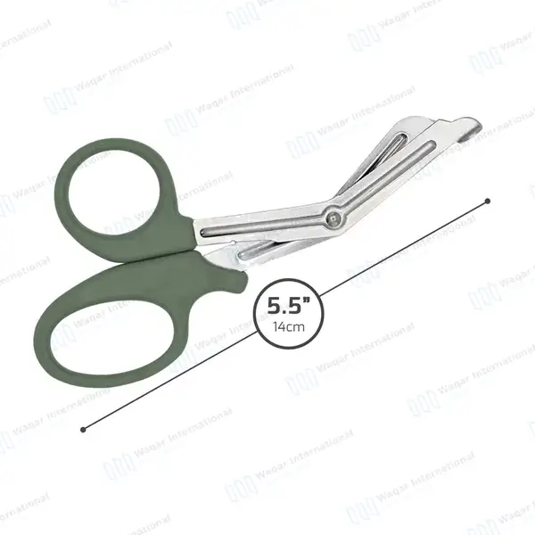 EMT Trauma Shears 5.5″ Blunt Tip Olive Handle - surgical instruments manufactured by Waqar International, Sialkot - view 3