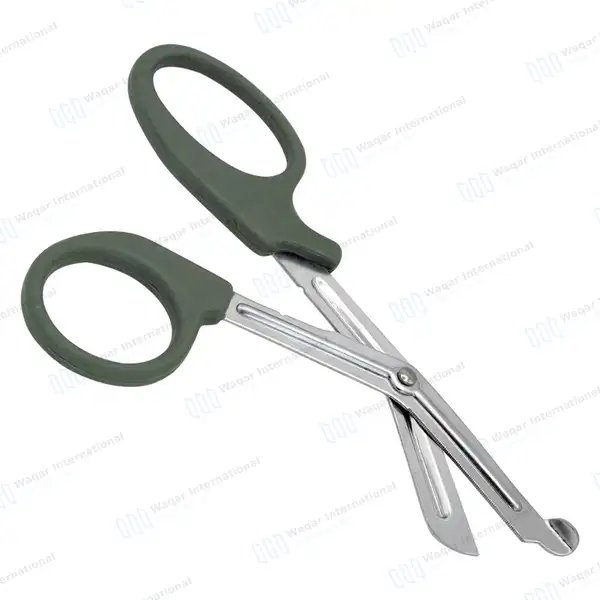 EMT Trauma Shears 5.5″ Blunt Tip Olive Handle - surgical instruments manufactured by Waqar International, Sialkot - view 5