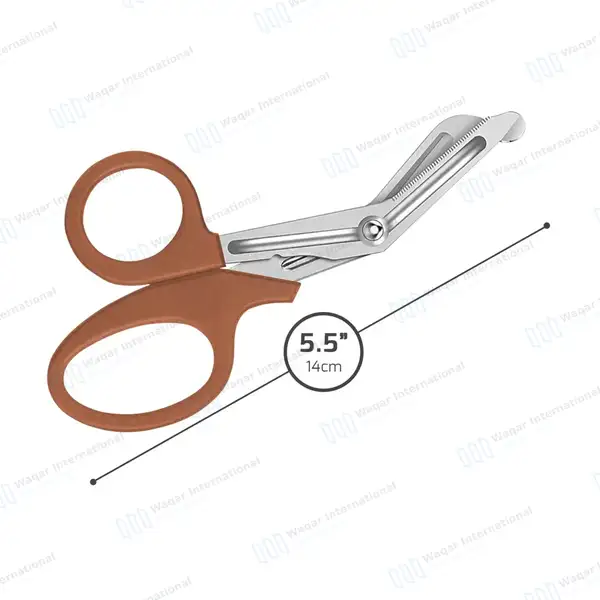 EMT Trauma Shears 5.5″ Blunt Tip Brown Handle - surgical instruments manufactured by Waqar International, Sialkot - view 3