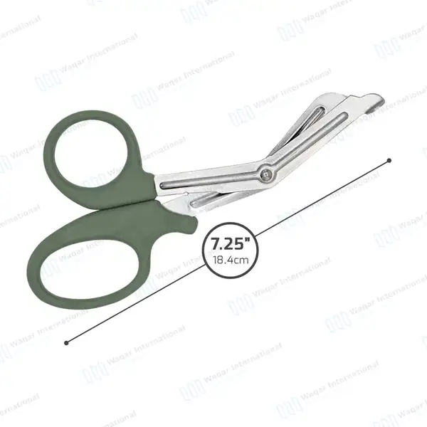 EMT Trauma Shears 7.25″ Blunt Tip Olive Handle - surgical instruments manufactured by Waqar International, Sialkot - view 3