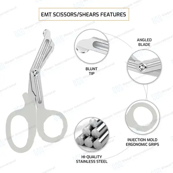 EMT Trauma Shears 7.25″ Blunt Tip Sand Color Handle - surgical instruments manufactured by Waqar International, Sialkot - view 4