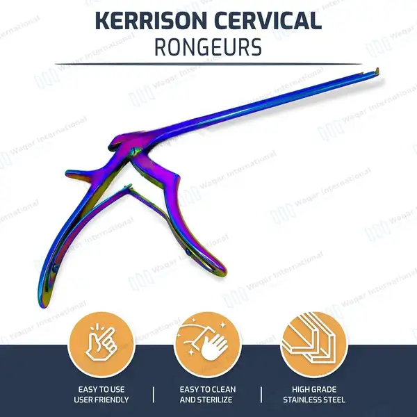Rainbow Kerrison Rongeur 7″ Shaft 40° Up Thin Footplate 1mm Bite - surgical instruments manufactured by Waqar International, Sialkot - view 8