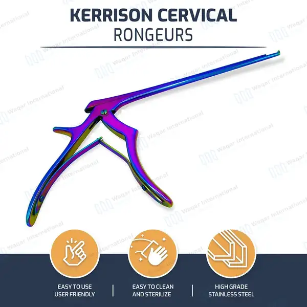 Rainbow Kerrison Rongeur 7″ Shaft 40° Up Thin Footplate 2mm Bite - surgical instruments manufactured by Waqar International, Sialkot - view 8
