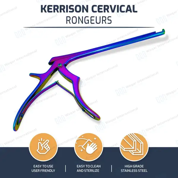 Rainbow Kerrison Rongeur 7″ Shaft 40° Up Thin Footplate 5mm Bite - surgical instruments manufactured by Waqar International, Sialkot - view 8