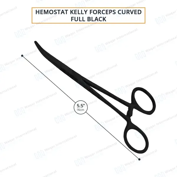 Kelly Forceps 5.5″ Curved Full Black Coated - surgical instruments manufactured by Waqar International, Sialkot - view 3
