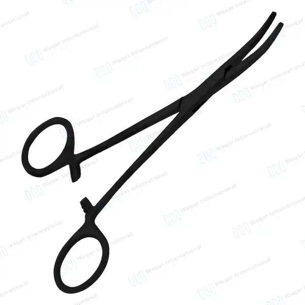 Kelly Forceps 5.5″ Curved Full Black Coated - surgical instruments manufactured by Waqar International, Sialkot - view 5