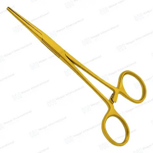Kelly Hemostat Forceps 5.5″ Straight Full Gold - surgical instruments manufactured by Waqar International, Sialkot - view 5