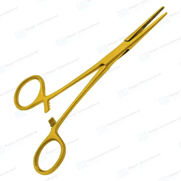 Kelly Hemostat Forceps 5.5″ Straight Full Gold - surgical instruments manufactured by Waqar International, Sialkot - view 6