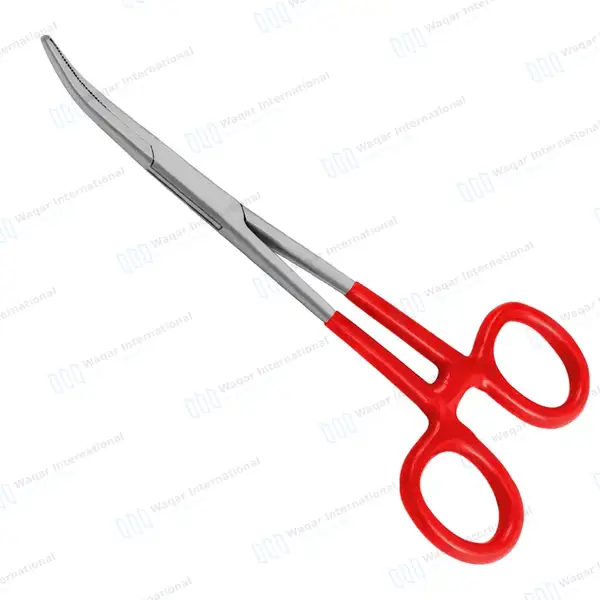 Kelly Hemostatic Forceps Curved 5.5″ Red PVC Handle - surgical instruments manufactured by Waqar International, Sialkot - view 6