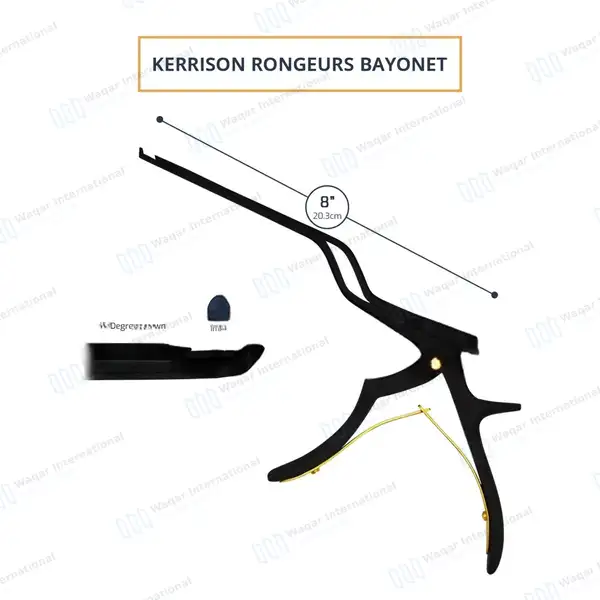 Bayonet Kerrison Rongeur 8″ (20.3cm) Black 45° Up 1mm Bite - surgical instruments manufactured by Waqar International, Sialkot - view 3