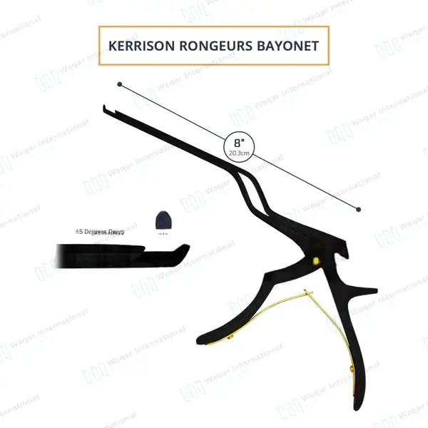 Bayonet Kerrison Rongeur 8″ (20.3cm) Black 45° Up 2mm Bite - surgical instruments manufactured by Waqar International, Sialkot - view 3
