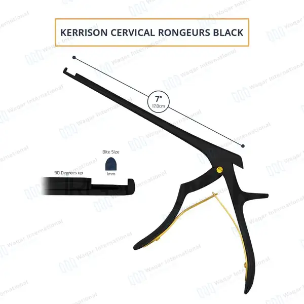 Kerrison Rongeur Black 7″ Shaft 90 Degree Up 1mm Bite - surgical instruments manufactured by Waqar International, Sialkot - view 3