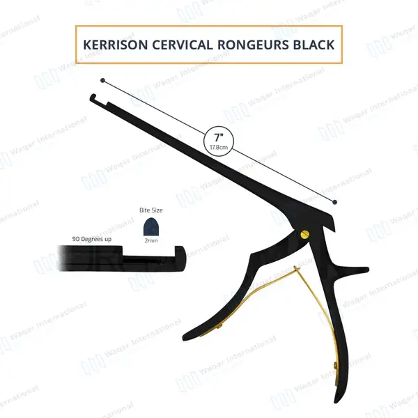 Kerrison Rongeur Black 7″ Shaft 90 Degree Up 2mm Bite - surgical instruments manufactured by Waqar International, Sialkot - view 3