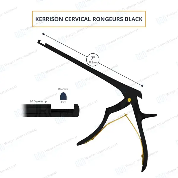 Kerrison Rongeur Black 7″ Shaft 90 Degree Up 3mm Bite - surgical instruments manufactured by Waqar International, Sialkot - view 3