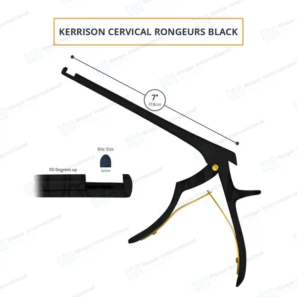 Kerrison Rongeur Black 7″ Shaft 90 Degree Up 4mm Bite - surgical instruments manufactured by Waqar International, Sialkot - view 3
