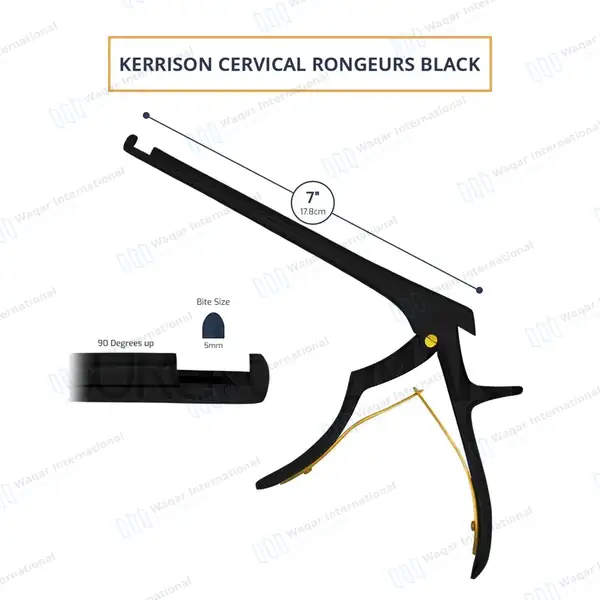 Kerrison Rongeur Black 7″ Shaft 90 Degree Up 5mm Bite - surgical instruments manufactured by Waqar International, Sialkot - view 3