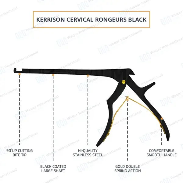 Kerrison Rongeur Black 7″ Shaft 90 Degree Up 5mm Bite - surgical instruments manufactured by Waqar International, Sialkot - view 4