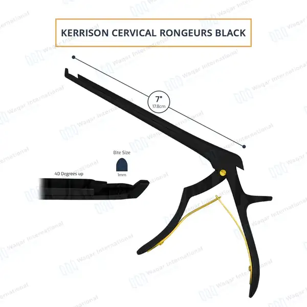 Kerrison Rongeur Black 7″ Shaft 45 Degree Up 1mm Bite - surgical instruments manufactured by Waqar International, Sialkot - view 3