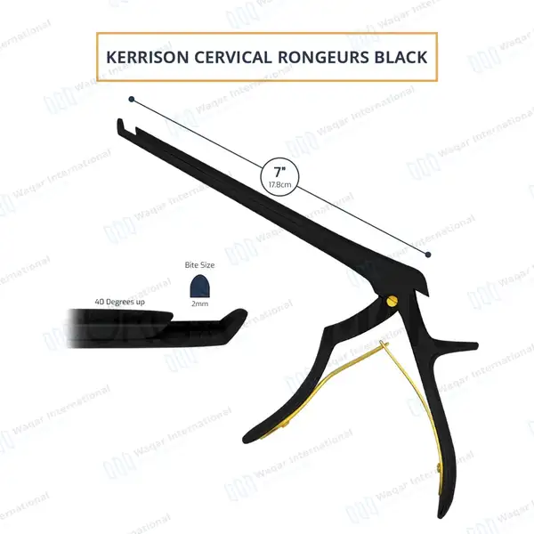 Kerrison Rongeur Black 7″ Shaft 45 Degree Up 2mm Bite - surgical instruments manufactured by Waqar International, Sialkot - view 3