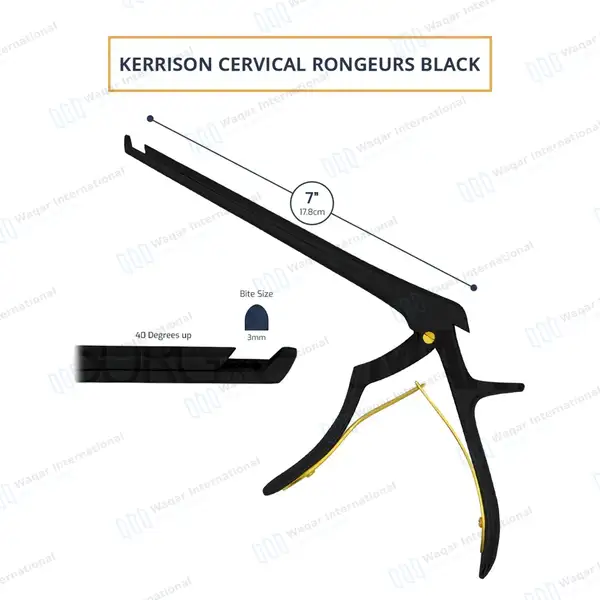 Kerrison Rongeur Black 7″ Shaft 45 Degree Up 3mm Bite - surgical instruments manufactured by Waqar International, Sialkot - view 3