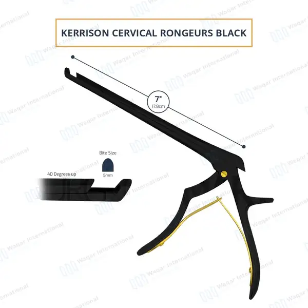 Kerrison Rongeur Black 7″ Shaft 45 Degree Up 5mm Bite - surgical instruments manufactured by Waqar International, Sialkot - view 3