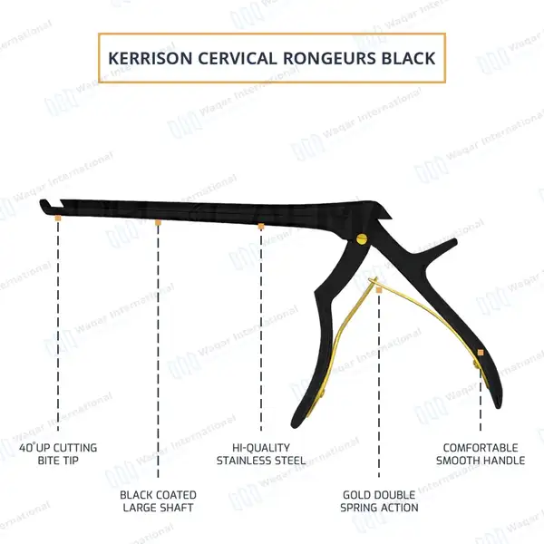 Kerrison Rongeur Black 7″ Shaft 45 Degree Up 5mm Bite - surgical instruments manufactured by Waqar International, Sialkot - view 4