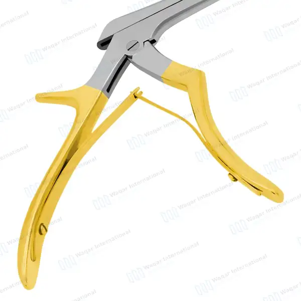 Kerrison Rongeur 7″ Shaft 40 Degree Up 2mm Bite Gold Handle - surgical instruments manufactured by Waqar International, Sialkot - view 6