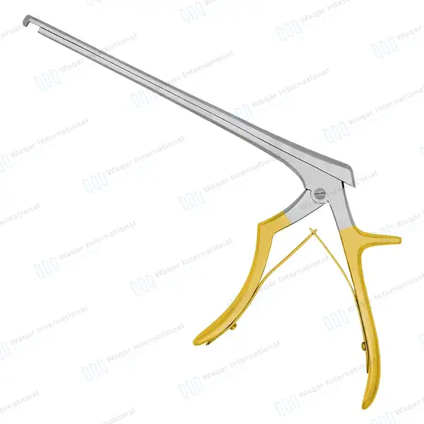 Kerrison Rongeur 7″ Shaft 90° Down Thin Footplate 3mm Bite – Gold - surgical instruments manufactured by Waqar International, Sialkot - view 7