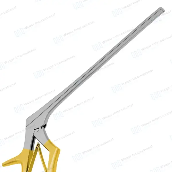 Kerrison Rongeur 7″ Shaft 90° Down Thin Footplate 4mm Bite – Gold - surgical instruments manufactured by Waqar International, Sialkot - view 5