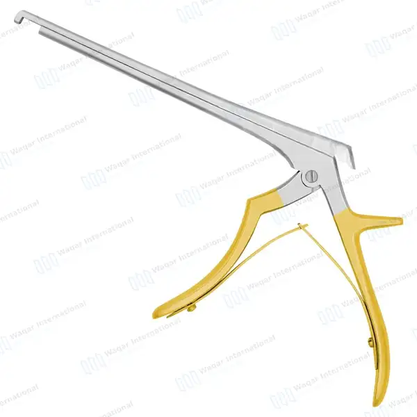 Kerrison Rongeur 7″ Shaft 90° Down Thin Footplate 4mm Bite – Gold - surgical instruments manufactured by Waqar International, Sialkot - view 7