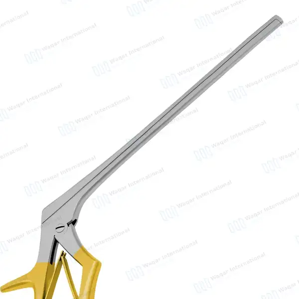 Kerrison Rongeur 7″ Shaft 90° Down Thin Footplate 5mm Bite – Gold - surgical instruments manufactured by Waqar International, Sialkot - view 5