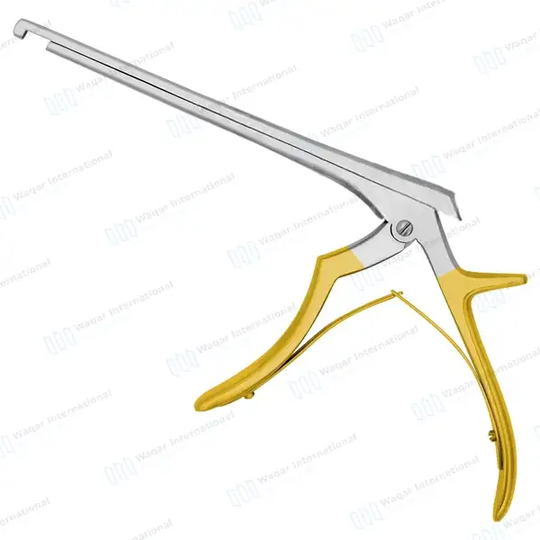 Kerrison Rongeur 7″ Shaft 90° Down Thin Footplate 5mm Bite – Gold - surgical instruments manufactured by Waqar International, Sialkot - view 7