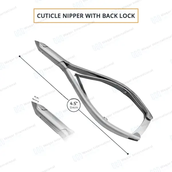 Cuticle Nipper 4.5″ Double Spring with Back Safety Lock - surgical instruments manufactured by Waqar International, Sialkot - view 3