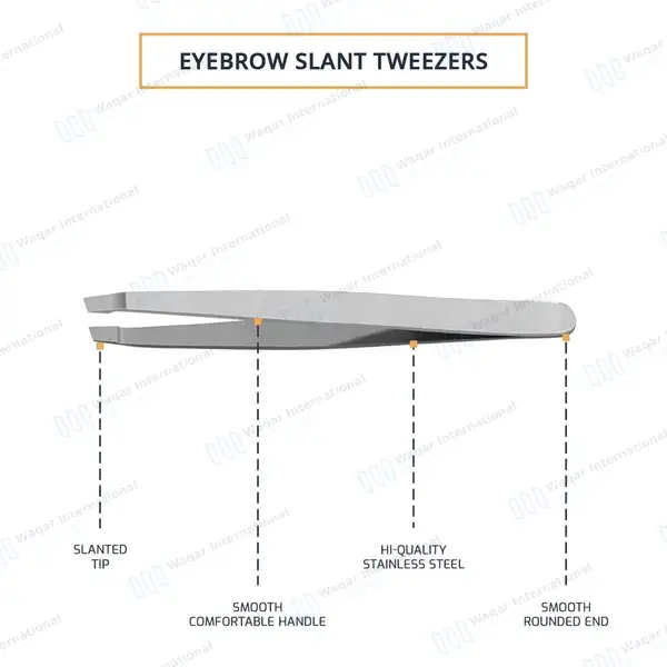Slanted Eyebrow Tweezers 4″ Angled Tips - surgical instruments manufactured by Waqar International, Sialkot - view 2
