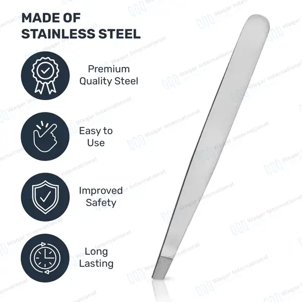 Slanted Eyebrow Tweezers 4″ Angled Tips - surgical instruments manufactured by Waqar International, Sialkot - view 5