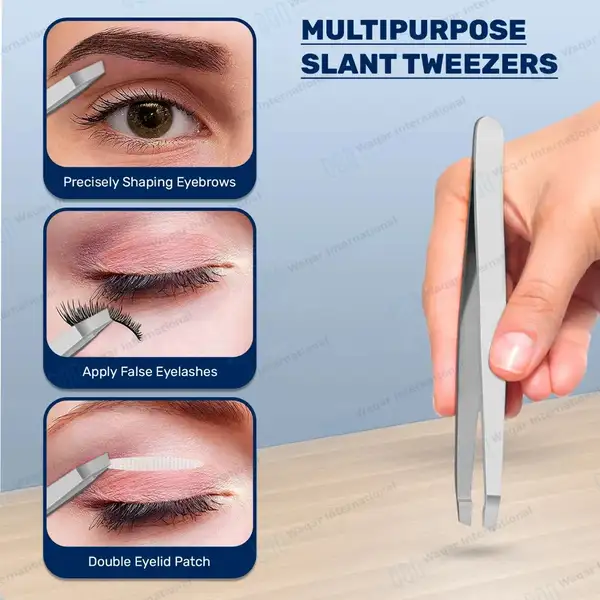 Slanted Eyebrow Tweezers 4″ Angled Tips - surgical instruments manufactured by Waqar International, Sialkot - view 6