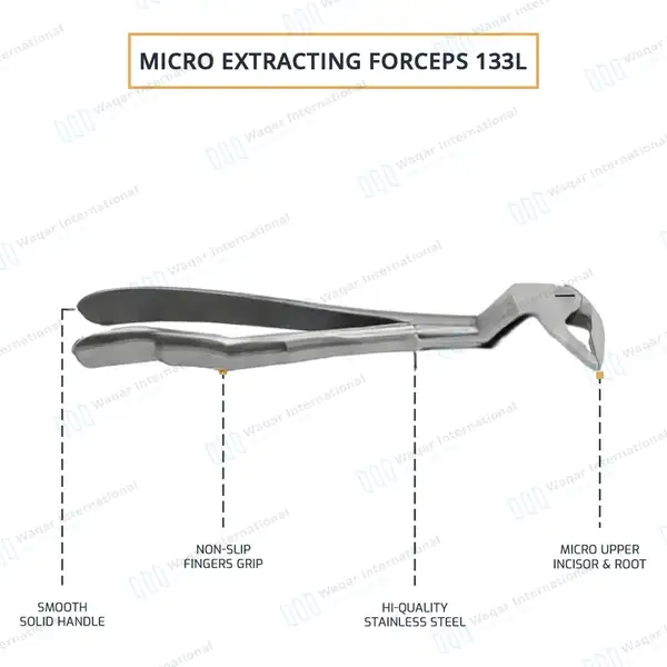 Micro Extracting Forceps #133L Left Angled Tapered Tips - surgical instruments manufactured by Waqar International, Sialkot - view 4