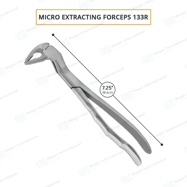 Micro Extracting Forceps #133R Right Angled Tapered Tips - surgical instruments manufactured by Waqar International, Sialkot - view 3
